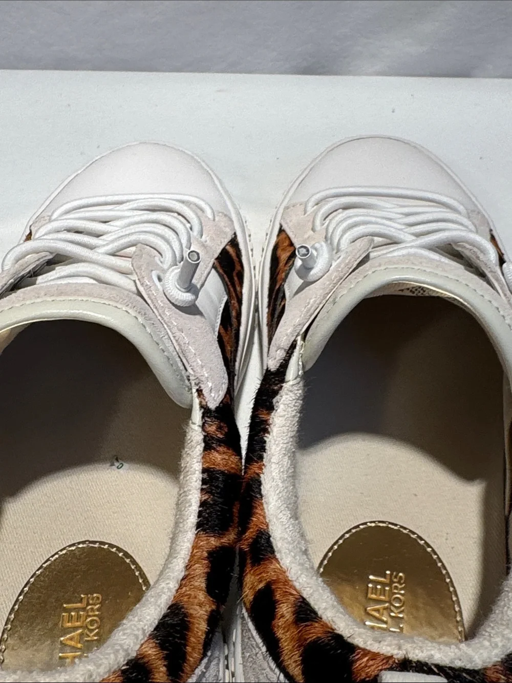 Michael Kors Beige and Leopard Print Low-Top Sneakers